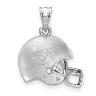 Sterling Silver Rhodium-plated LogoArt University of South Carolina Domed Football Helmet Pendant