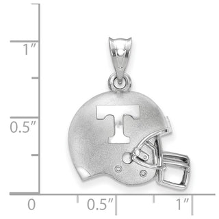 Sterling Silver Rhodium-plated LogoArt University of Tennessee Letter T Domed Football Helmet Pendant