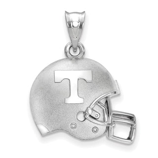 Sterling Silver Rhodium-plated LogoArt University of Tennessee Letter T Domed Football Helmet Pendant