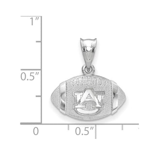 Sterling Silver Rhodium-plated LogoArt Auburn University Domed Football Pendant