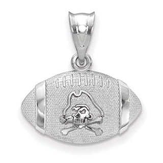 Sterling Silver Rhodium-plated LogoArt East Carolina University Pirate Football Pendant