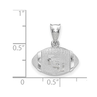 Sterling Silver Rhodium-plated LogoArt Florida State University F-S-U Domed Football Pendant
