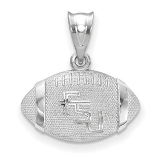 Sterling Silver Rhodium-plated LogoArt Florida State University F-S-U Domed Football Pendant