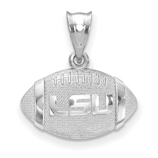Sterling Silver Rhodium-plated LogoArt Louisiana State University L-S-U Domed Football Pendant