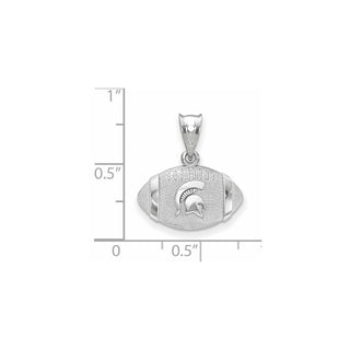 Sterling Silver Rhodium-plated LogoArt Michigan State University Spartan Football Pendant