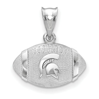 Sterling Silver Rhodium-plated LogoArt Michigan State University Spartan Football Pendant