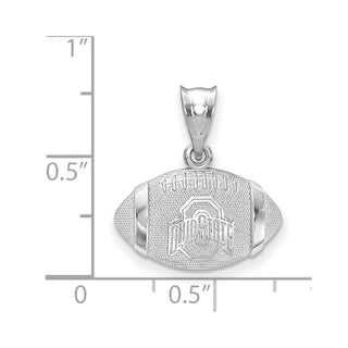Sterling Silver Rhodium-plated LogoArt The Ohio State University Domed Football Pendant