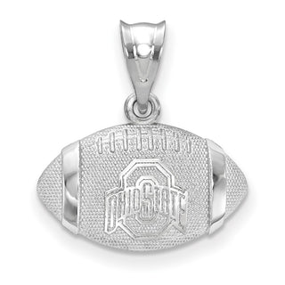 Sterling Silver Rhodium-plated LogoArt The Ohio State University Domed Football Pendant