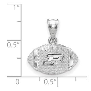 Sterling Silver Rhodium-plated LogoArt Purdue University Letter P Domed Football Pendant