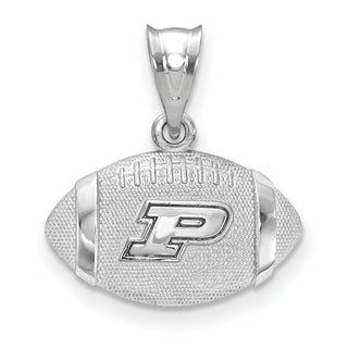 Sterling Silver Rhodium-plated LogoArt Purdue University Letter P Domed Football Pendant