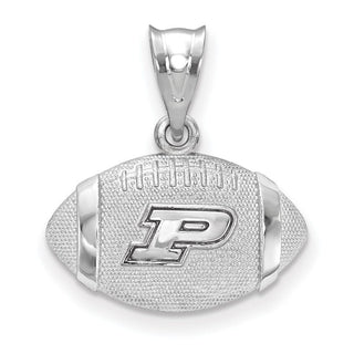 Sterling Silver Rhodium-plated LogoArt Purdue University Letter P Domed Football Pendant