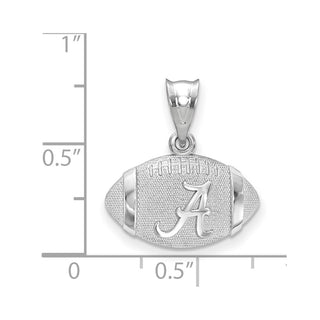 Sterling Silver Rhodium-plated LogoArt University of Alabama Domed Letter A in Football Pendant