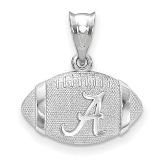 Sterling Silver Rhodium-plated LogoArt University of Alabama Domed Letter A in Football Pendant