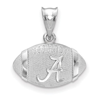 Sterling Silver Rhodium-plated LogoArt University of Alabama Domed Letter A in Football Pendant