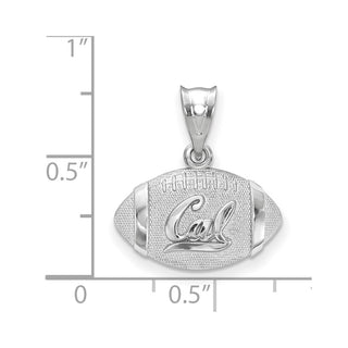 Sterling Silver Rhodium-plated LogoArt University of California Berkeley Football Pendant