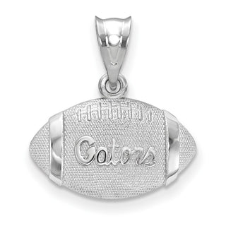 Sterling Silver Rhodium-plated LogoArt University of Florida Gators Script Football Pendant