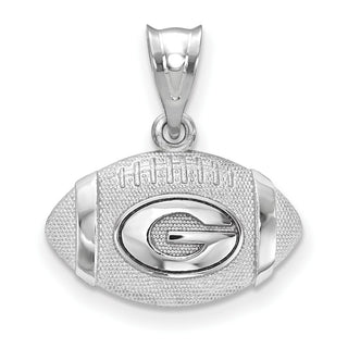 Sterling Silver Rhodium-plated LogoArt University of Georgia Letter G Football Pendant SS506UGA
