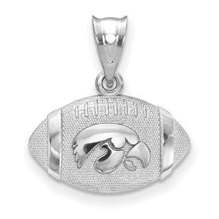 Sterling Silver Rhodium-plated LogoArt The University of Iowa Hawk Football Pendant
