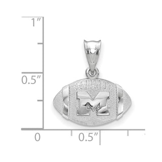 Sterling Silver Rhodium-plated LogoArt University of Michigan Letter M Football Pendant SS506UM