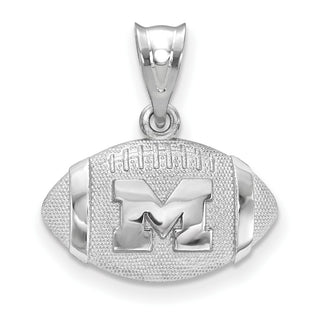 Sterling Silver Rhodium-plated LogoArt University of Michigan Letter M Football Pendant SS506UM