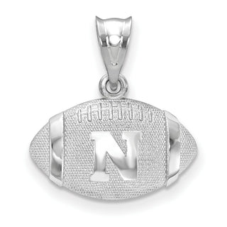 Sterling Silver Rhodium-plated LogoArt University of Nebraska Letter N Football Pendant SS506UNE