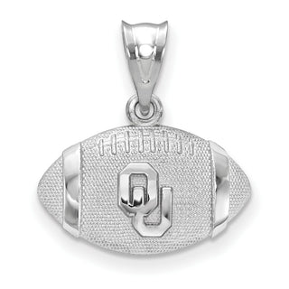 Sterling Silver Rhodium-plated LogoArt University of Oklahoma O-U Football Pendant SS506UOK