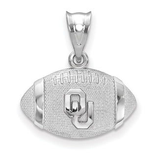 Sterling Silver Rhodium-plated LogoArt University of Oklahoma O-U Football Pendant SS506UOK