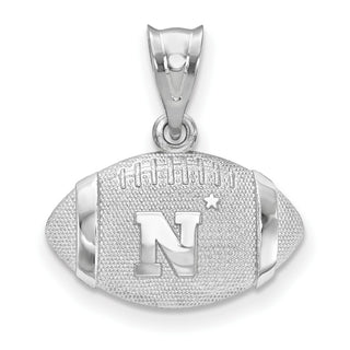 Sterling Silver Rhodium-plated LogoArt United States Naval Academy Football Pendant