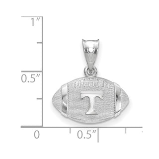 Sterling Silver Rhodium-plated LogoArt University of Tennessee Letter T Football Pendant SS506UTN
