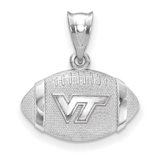 Sterling Silver Rhodium-plated LogoArt Virginia Tech V-T Football Pendant SS506VTE