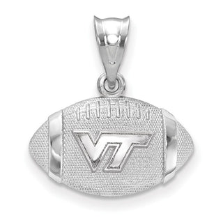 Sterling Silver Rhodium-plated LogoArt Virginia Tech V-T Football Pendant SS506VTE