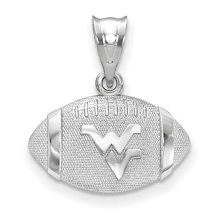 Sterling Silver Rhodium-plated LogoArt West Virginia University W-V Football Pendant SS506WVU