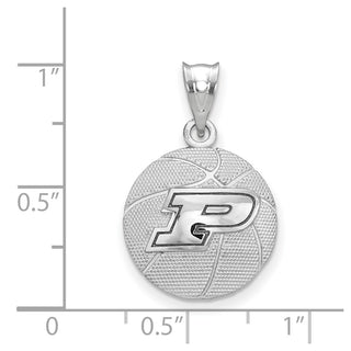 Sterling Silver Rhodium-plated LogoArt Purdue University Letter P Basketball Pendant