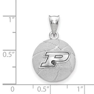Sterling Silver Rhodium-plated LogoArt Purdue University Letter P Basketball Pendant