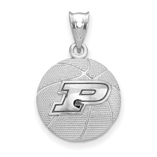 Sterling Silver Rhodium-plated LogoArt Purdue University Letter P Basketball Pendant