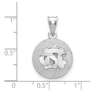 Sterling Silver Rhodium-plated LogoArt University of North Carolina N-C Basketball Pendant