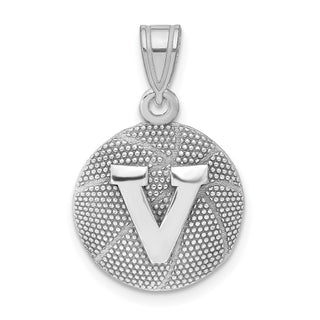 Sterling Silver Rhodium-plated LogoArt University of Virginia Basketball Pendant