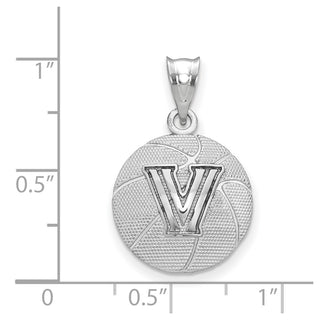Sterling Silver Rhodium-plated LogoArt Villanova University Letter V Basketball Pendant