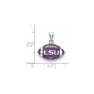 Sterling Silver Rhodium-plated LogoArt Louisiana State University L-S-U Enameled Football Pendant