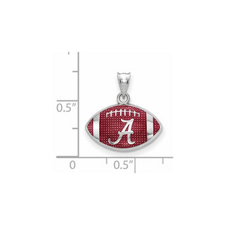 Sterling Silver Rhodium-plated LogoArt University of Alabama Enameled Letter A in Football Pendant