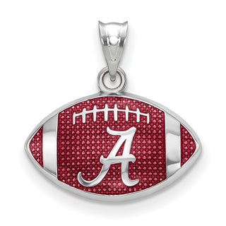 Sterling Silver Rhodium-plated LogoArt University of Alabama Enameled Letter A in Football Pendant