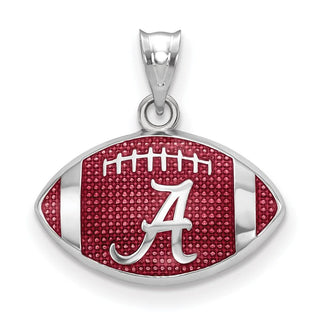 Sterling Silver Rhodium-plated LogoArt University of Alabama Enameled Letter A in Football Pendant