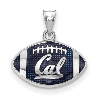 Sterling Silver Rhodium-plated LogoArt University of California Berkeley Enameled Football Pendant