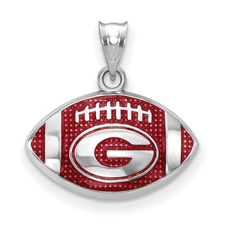 Sterling Silver Rhodium-plated LogoArt University of Georgia Letter G Enameled Football Pendant