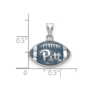 Sterling Silver Rhodium-plated LogoArt University of Pittsburgh Domed Enameled Football Pendant