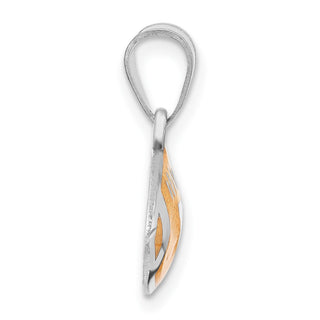 Sterling Silver Rhodium-plated LogoArt University of Virginia Enameled Football Pendant
