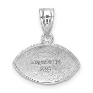 Sterling Silver Rhodium-plated LogoArt University of Virginia Enameled Football Pendant