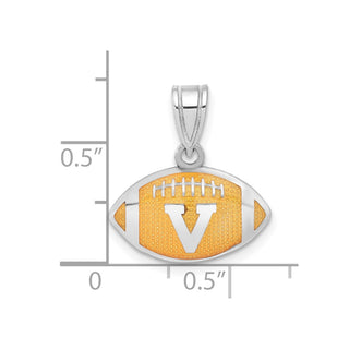 Sterling Silver Rhodium-plated LogoArt University of Virginia Enameled Football Pendant