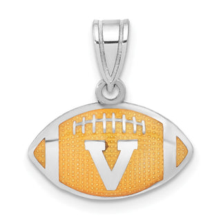 Sterling Silver Rhodium-plated LogoArt University of Virginia Enameled Football Pendant