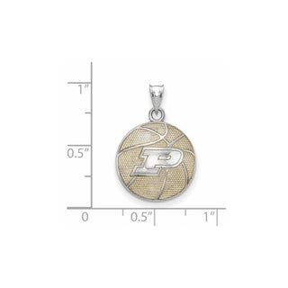 Sterling Silver Rhodium-plated LogoArt Purdue University Letter P Enameled Basketball Pendant